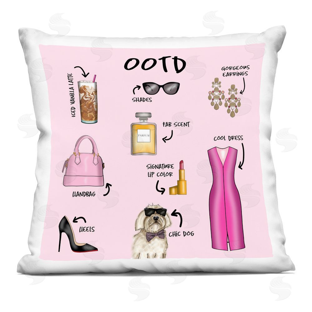 Tara Boone Feminine Glam Outfit of the Day Square Printed Throw Pillow
