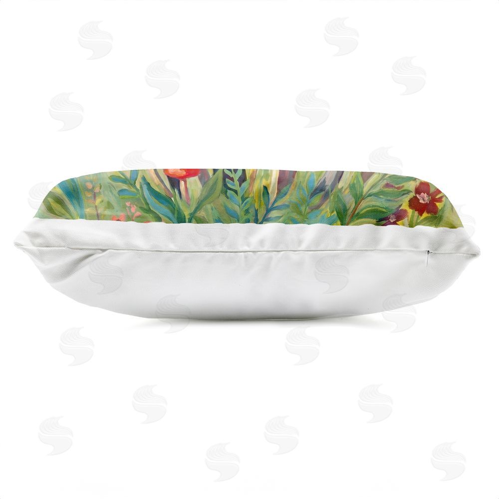 Imagine It Images Leafy Fungi with Patterned Moth Outdoor Quick-Dry Polyester Lumbar Pillow Zipper Detail