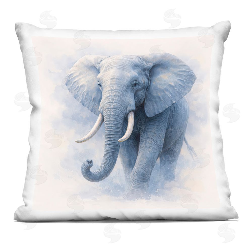 Tom Crehan Majestic Elephant Steps Indoor Plush Polyester Square Throw Pillow