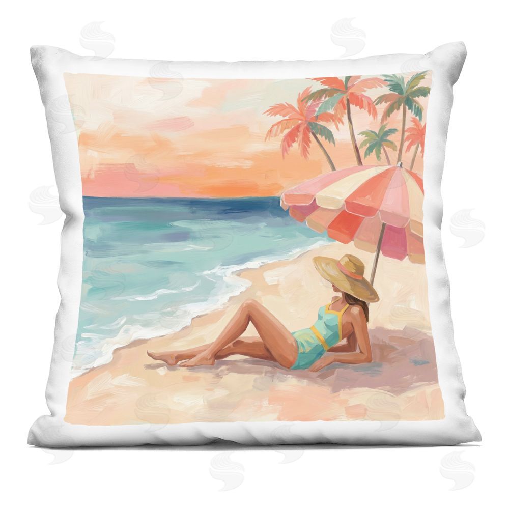 Imagine It Images Sunbathing on Shore Indoor Plush Polyester Square Throw Pillow