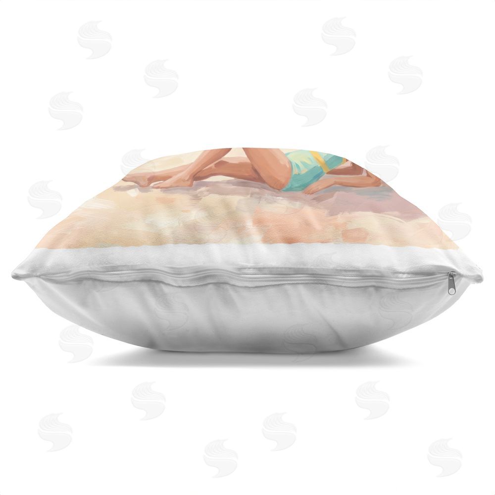 Imagine It Images Sunbathing on Shore Indoor Plush Polyester Square Throw Pillow Zipper Detail
