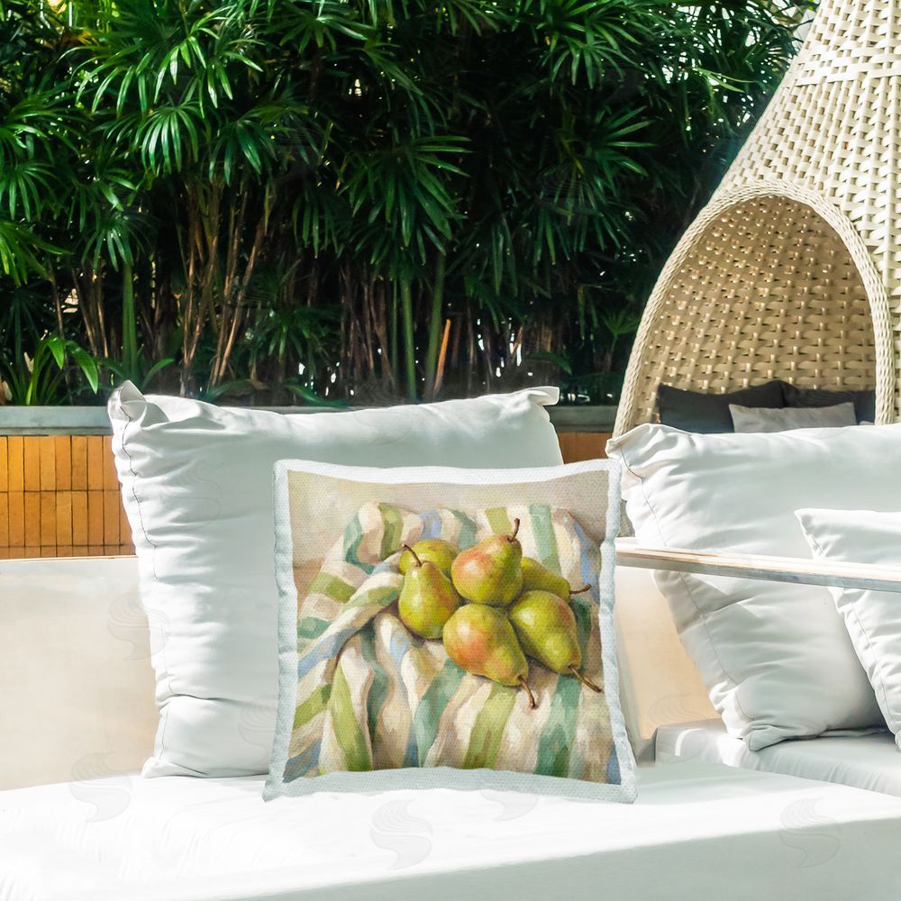 Imagine It Images Pile of Pears on Blanket Outdoor Quick-Dry Polyester Printed Square Pillow on Patio