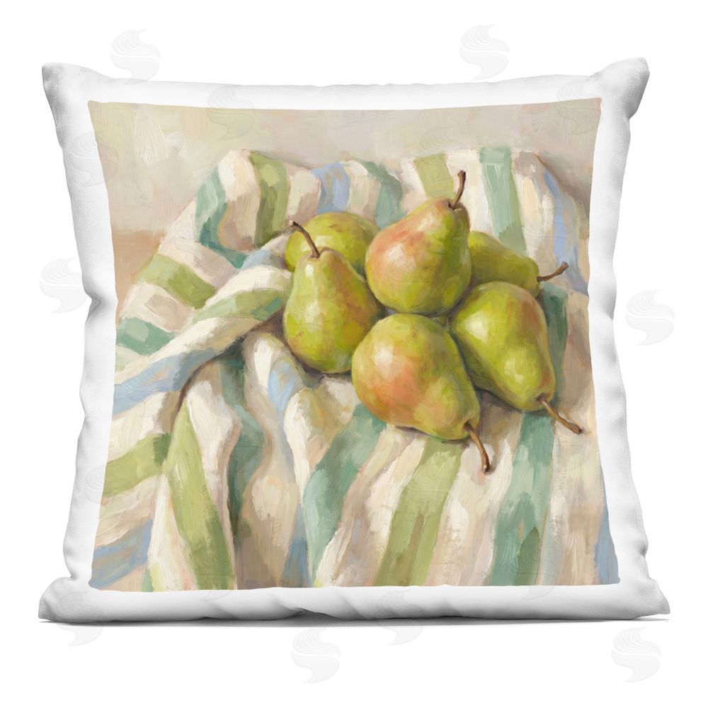 Imagine It Images Pile of Pears on Blanket Indoor Plush Polyester Square Throw Pillow