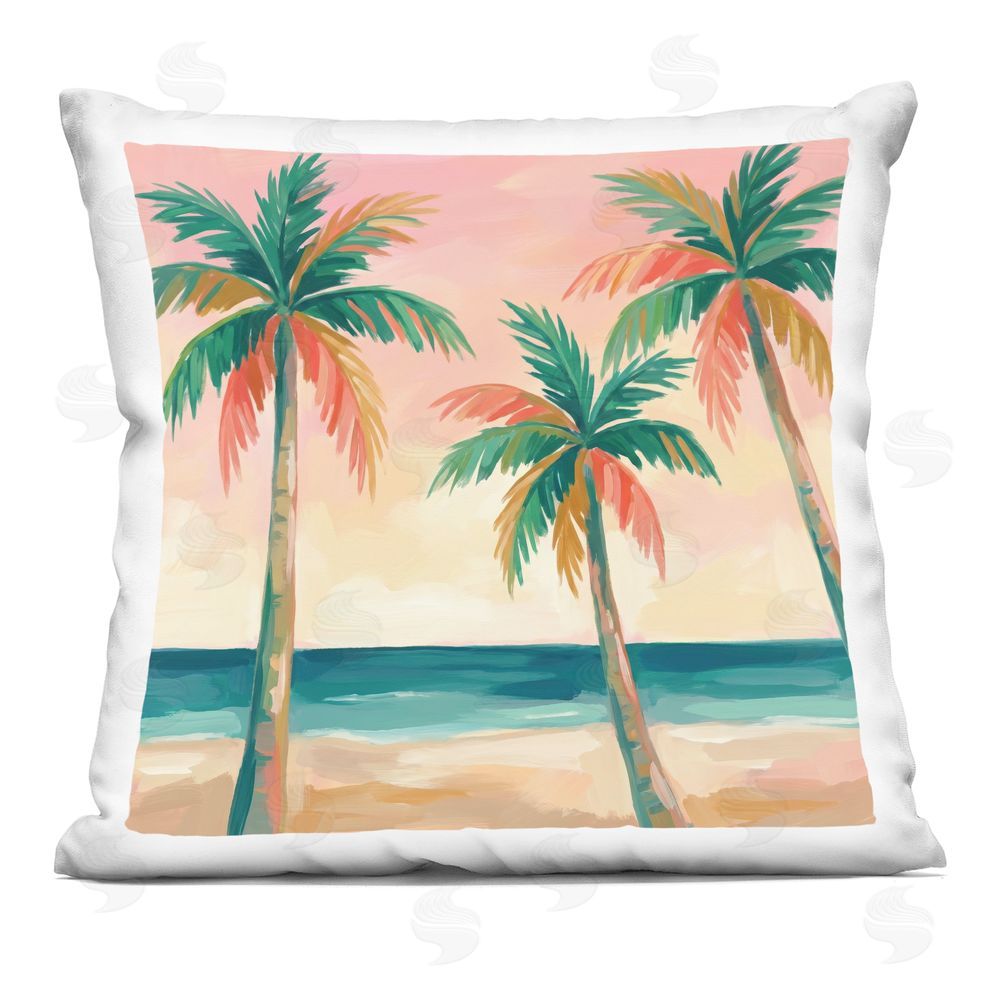 Imagine It Images Sunset Hued Palm Trees Indoor Plush Polyester Square Throw Pillow