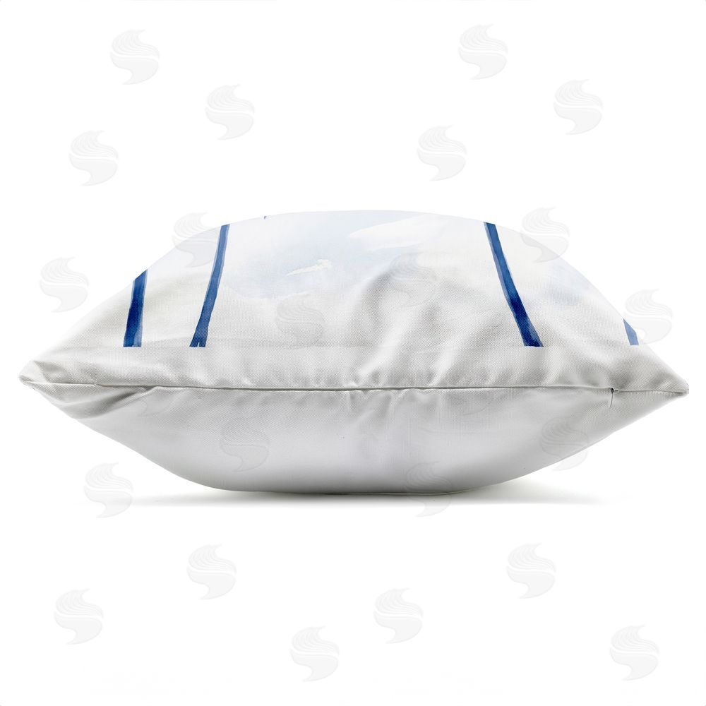 Imagine It Images Blue Palm Trees Overhead Outdoor Quick-Dry Polyester Square Throw Pillow Zipper Detail