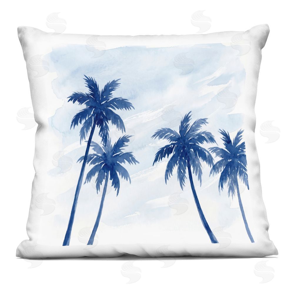 Imagine It Images Blue Palm Trees Overhead Indoor Plush Polyester Square Throw Pillow