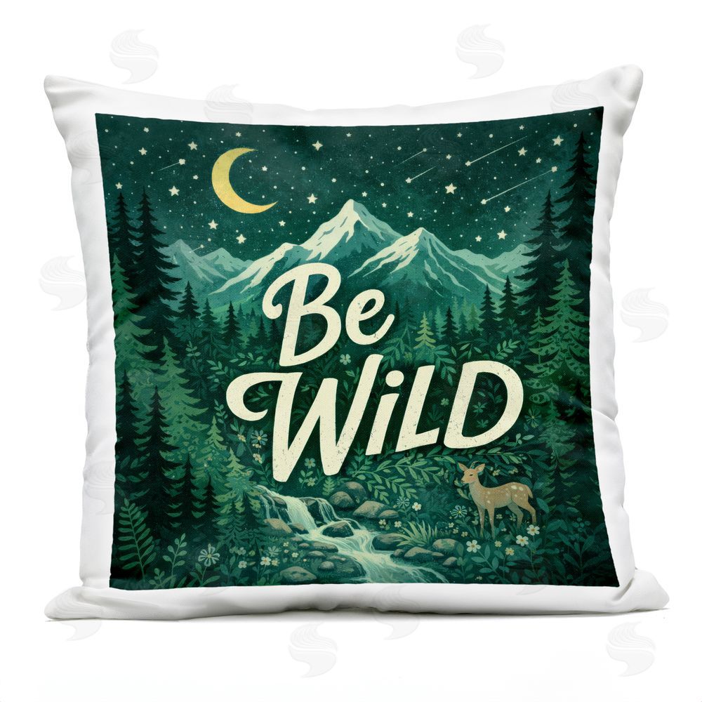 Sean McKinney Be Wild Nighttime Forest Outdoor Quick-Dry Polyester Square Throw Pillow