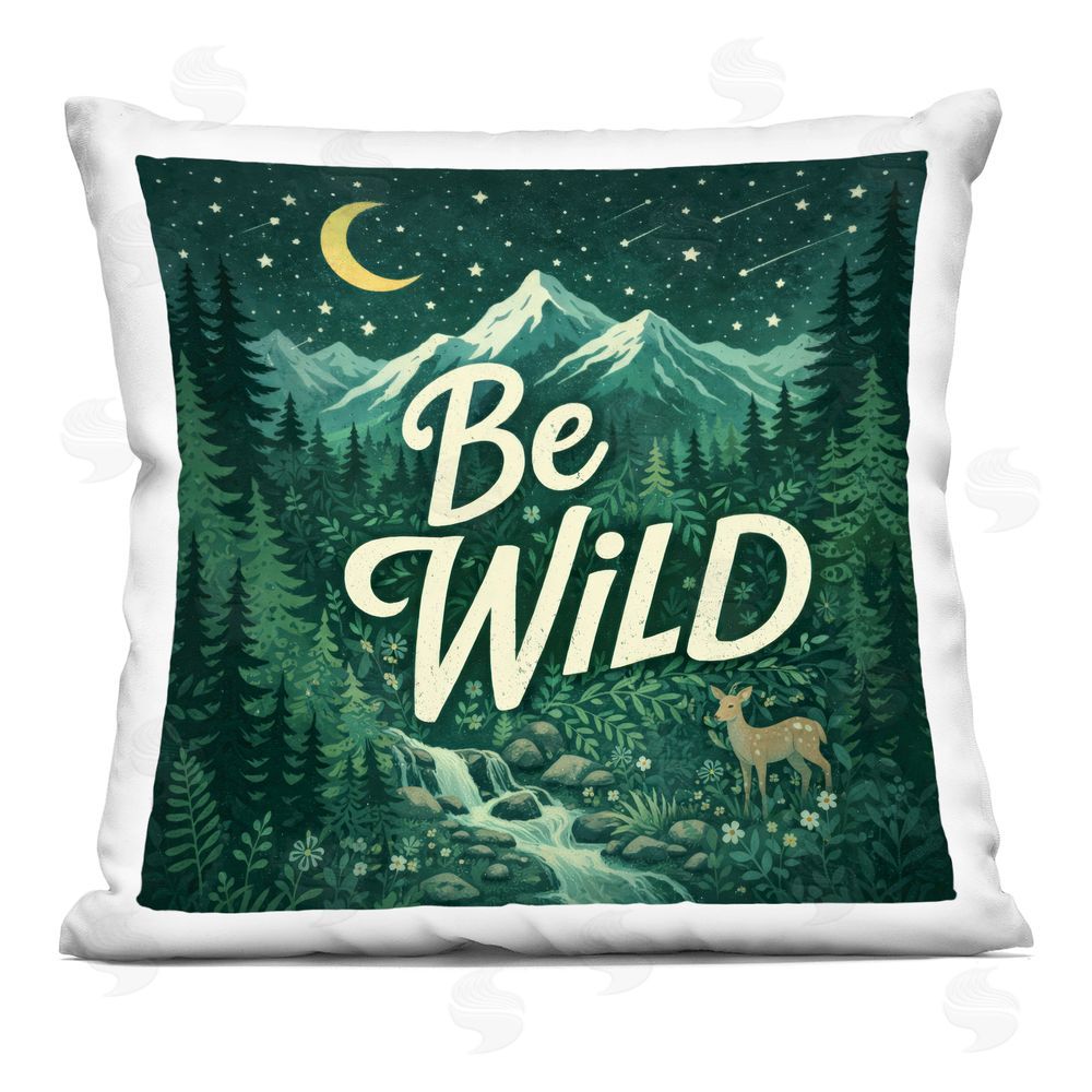 Sean McKinney Be Wild Nighttime Forest Indoor Plush Polyester Square Throw Pillow