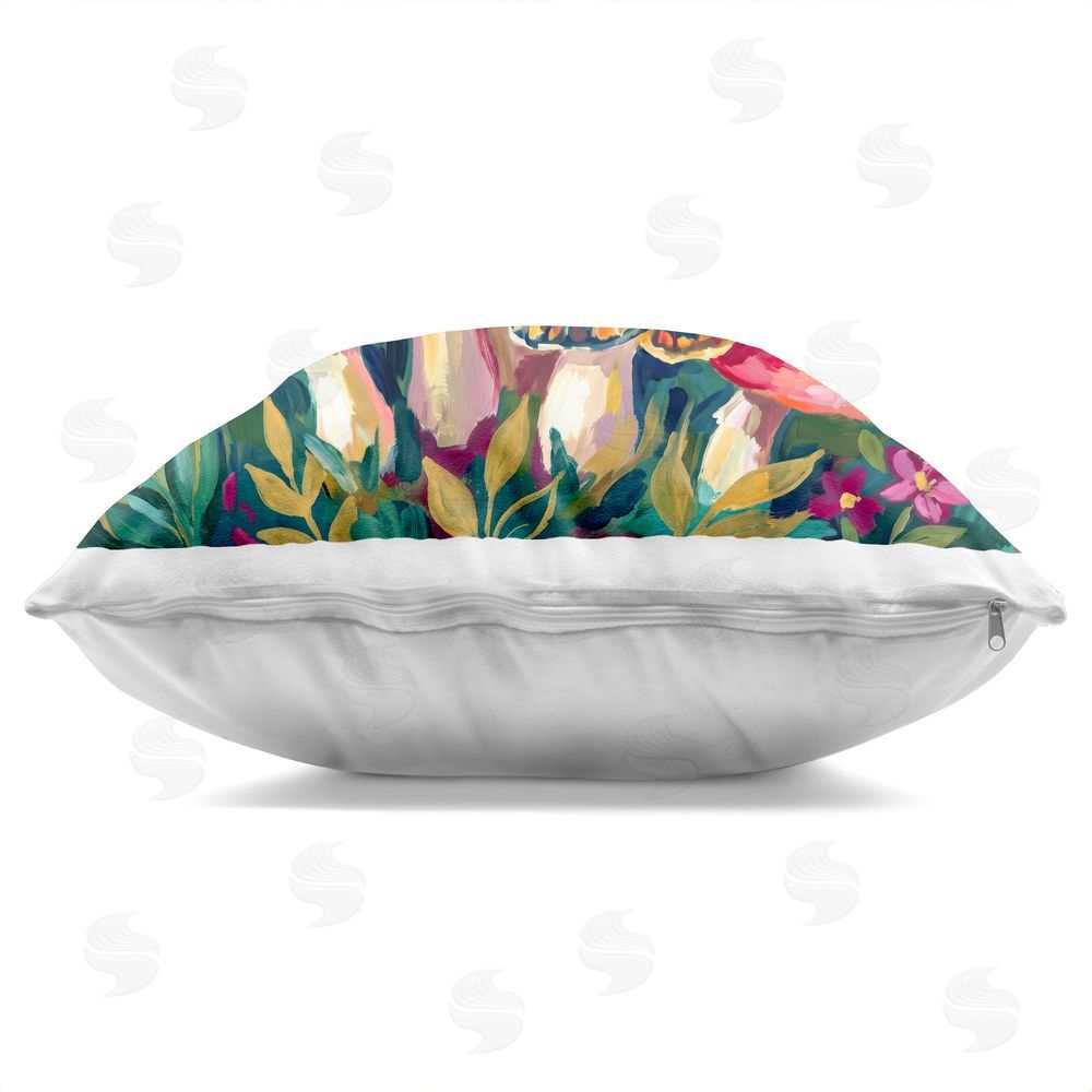 Imagine It Images Blooming Mushroom Vibrance Indoor Plush Polyester Square Throw Pillow Zipper Detail