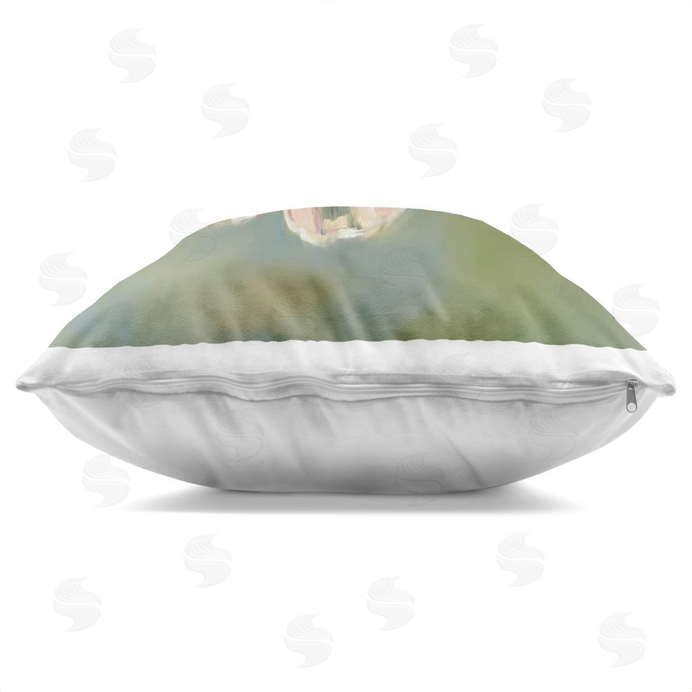 Imagine It Images Muted Green Moth In Flight Indoor Plush Polyester Square Throw Pillow Zipper Detail