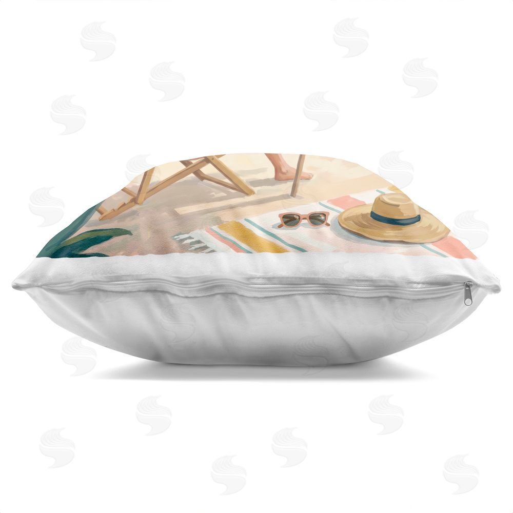 Imagine It Images Beach's Edge Leisure Indoor Plush Polyester Square Throw Pillow Zipper Detail