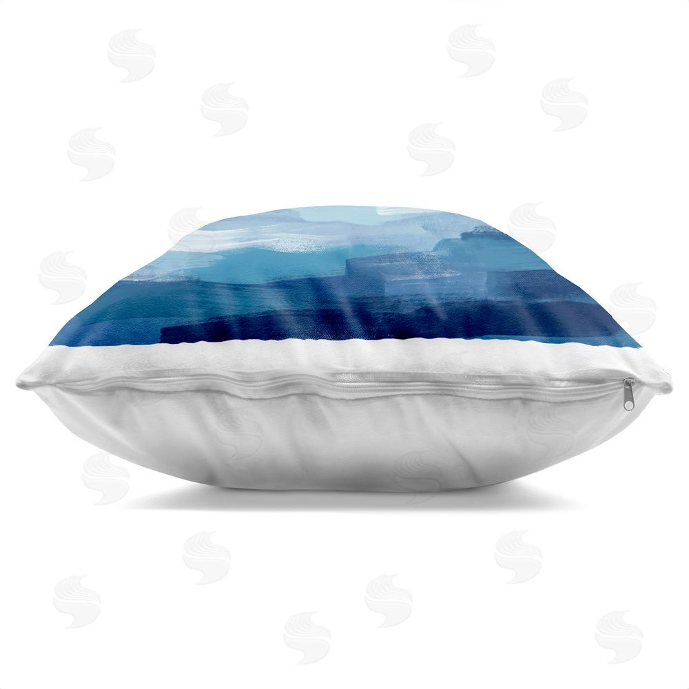 Imagine It Images White Boat on the Sea Indoor Plush Polyester Square Throw Pillow Zipper Detail