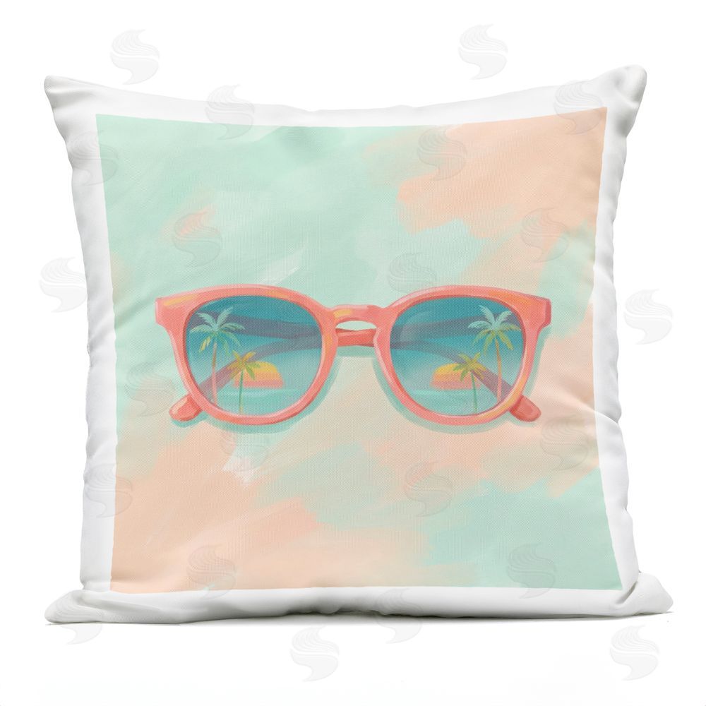 Imagine It Images Pastel Sunglasses with Reflection Outdoor Quick-Dry Polyester Square Throw Pillow