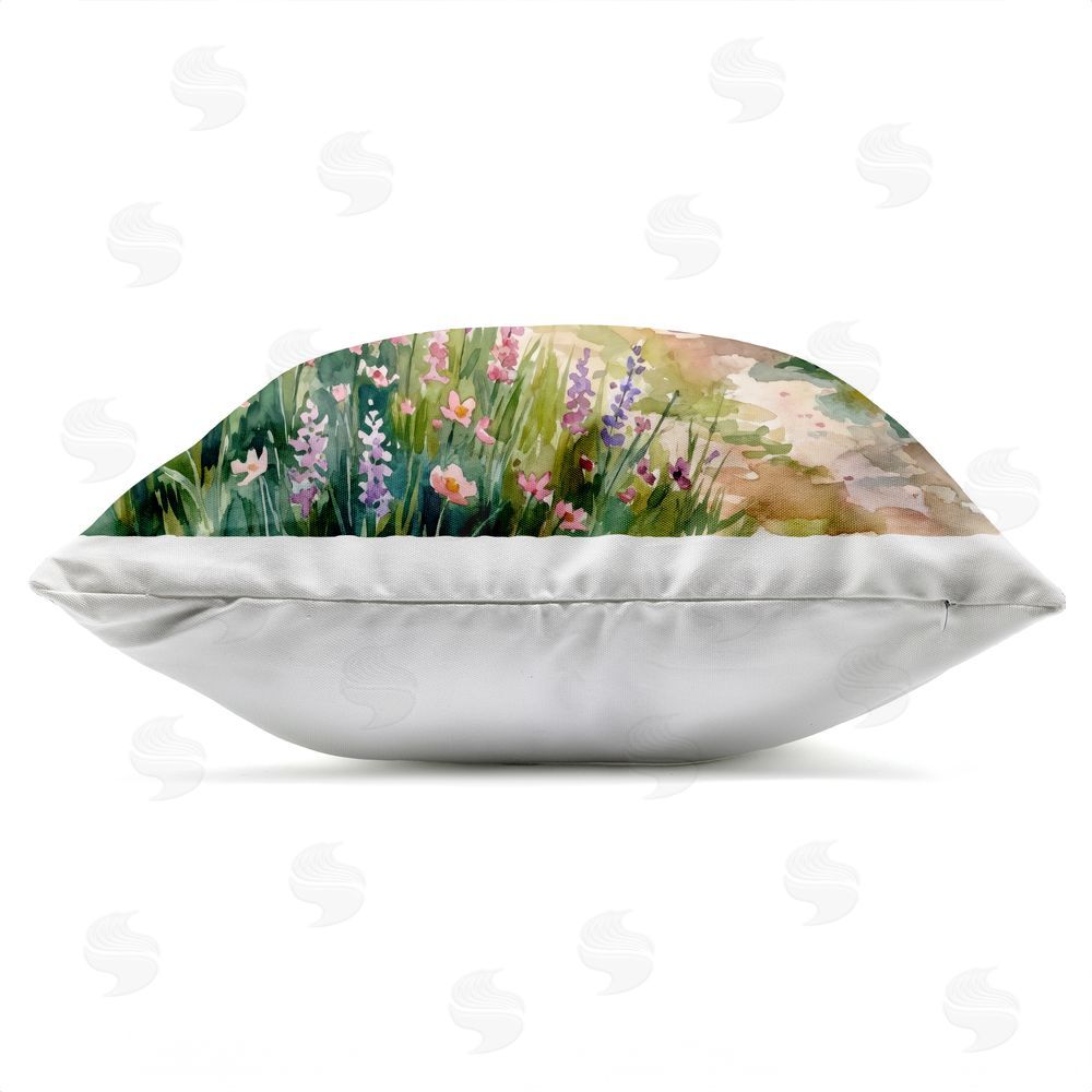 Imagine It Images Flowered Road to Countryside Outdoor Quick-Dry Polyester Square Throw Pillow Zipper Detail