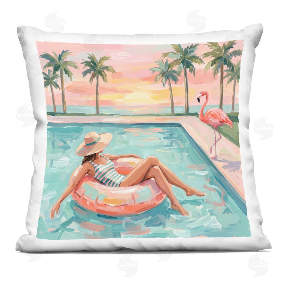 Imagine It Images Pool Float Relaxation Indoor Plush Polyester Square Throw Pillow