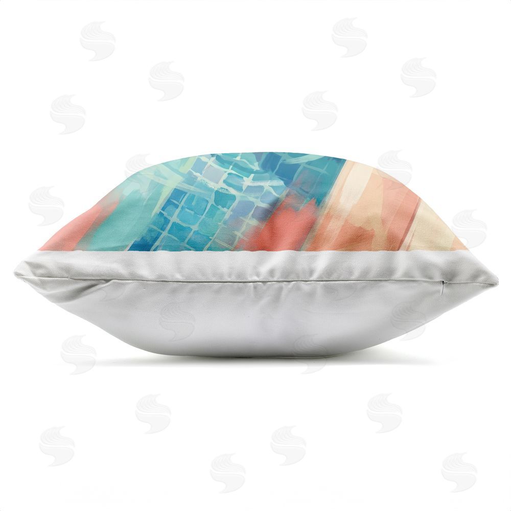 Imagine It Images Dipping Feet into Pool Outdoor Quick-Dry Polyester Square Throw Pillow Zipper Detail