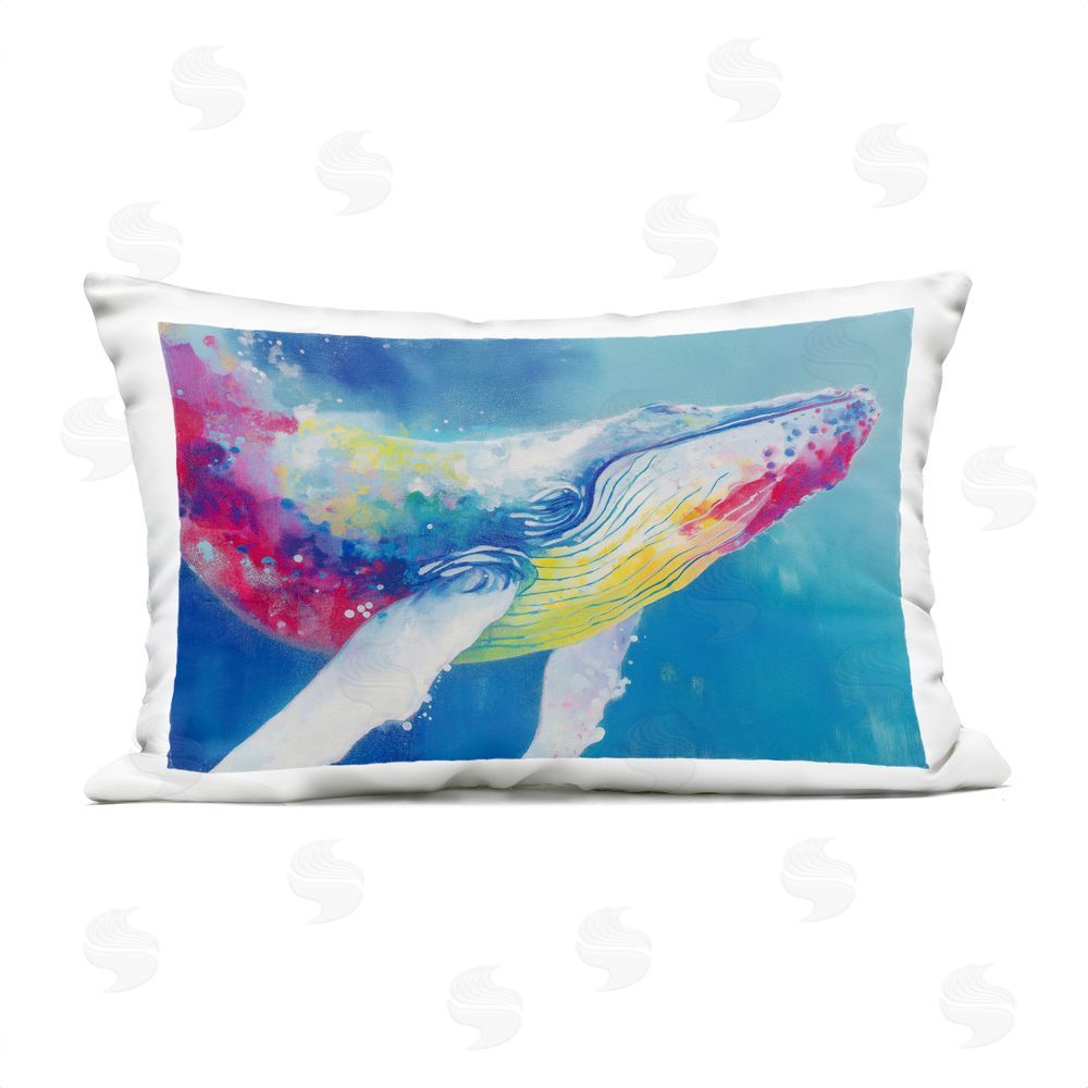 Chromatic Storm Studio Breaching Humpback Whale Outdoor Printed Lumbar Throw Pillow