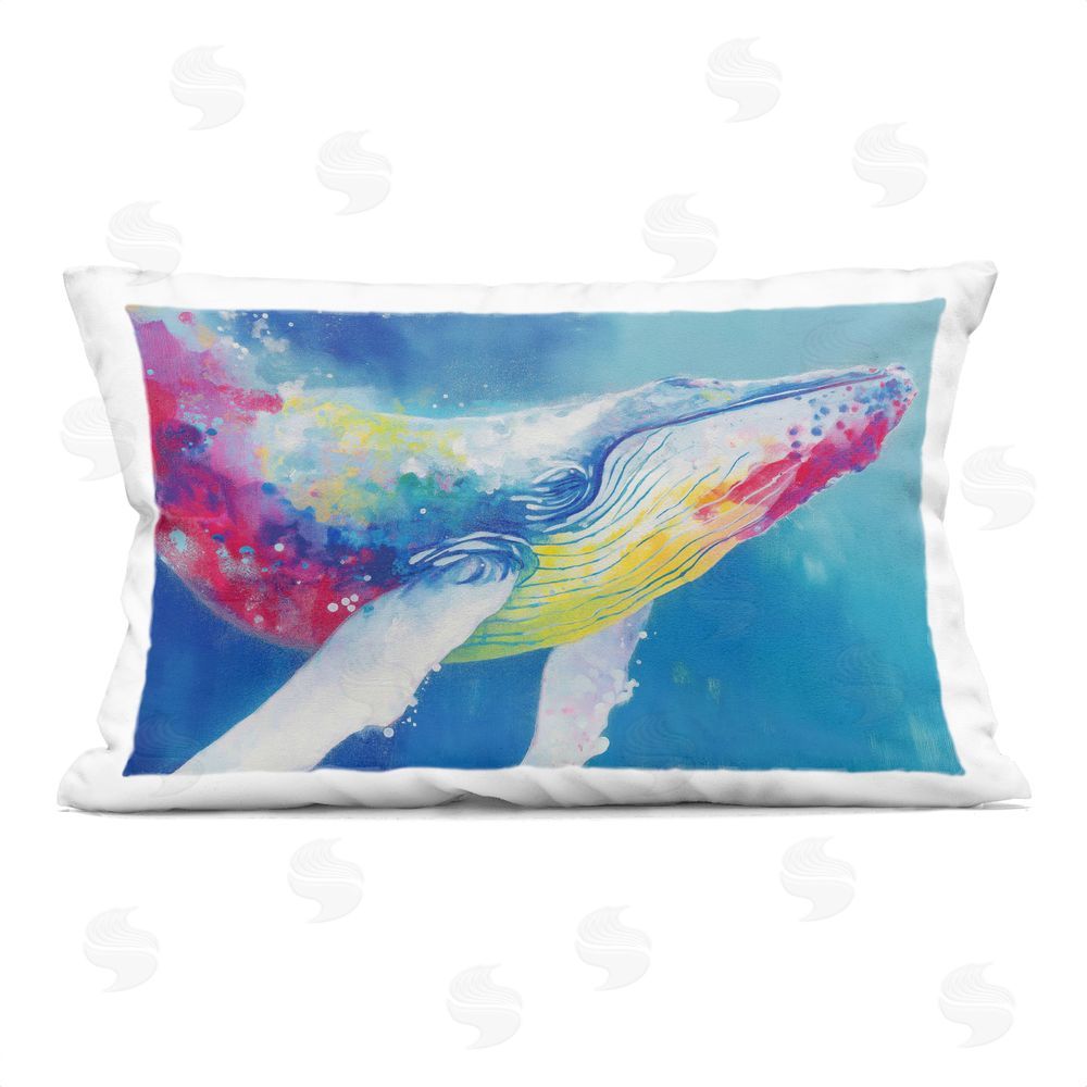 Chromatic Storm Studio Breaching Humpback Whale Printed Lumbar Throw Pillow
