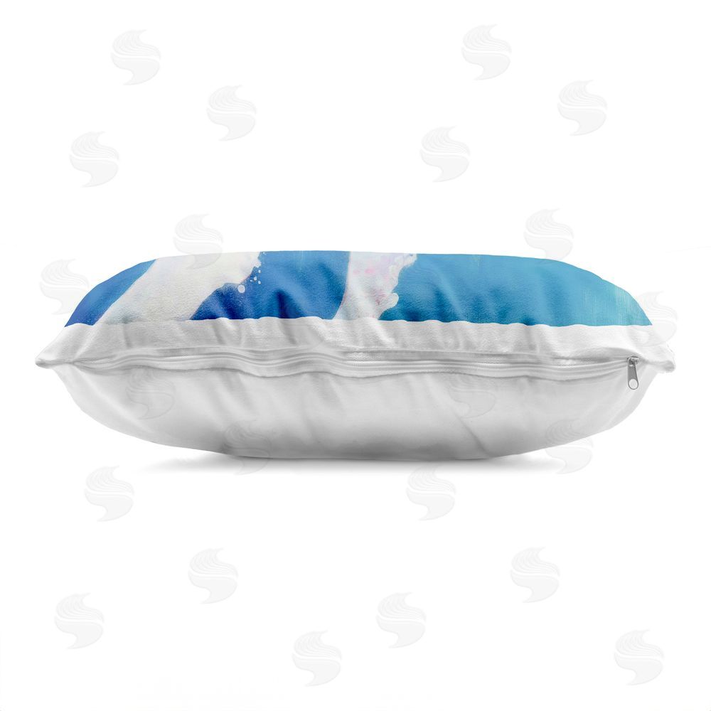 Chromatic Storm Studio Breaching Humpback Whale Printed Lumbar Throw Pillow Side View with Zipper Detail
