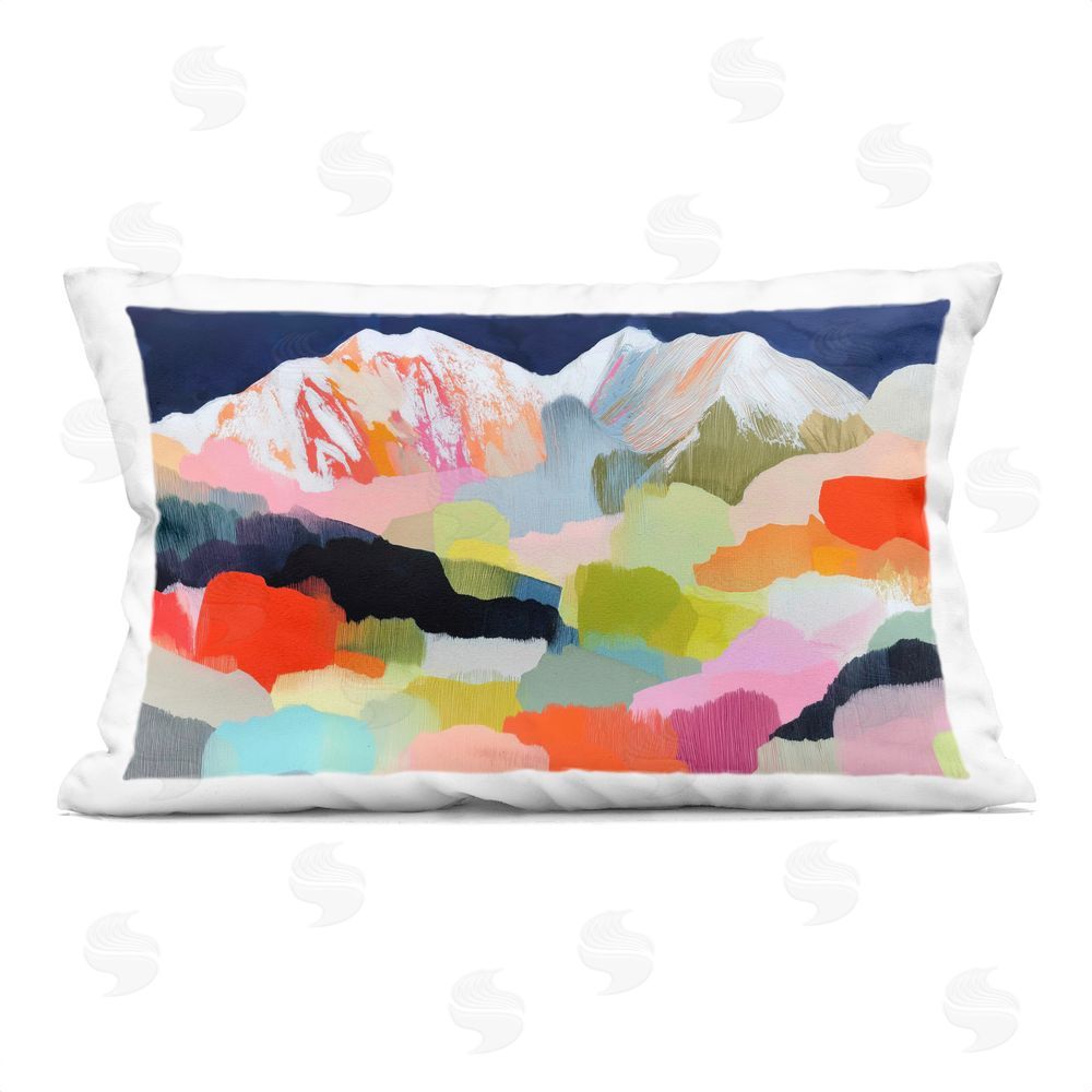 Chromatic Storm Studio Alpine Glow in Vibrant Mountains Printed Lumbar Throw Pillow