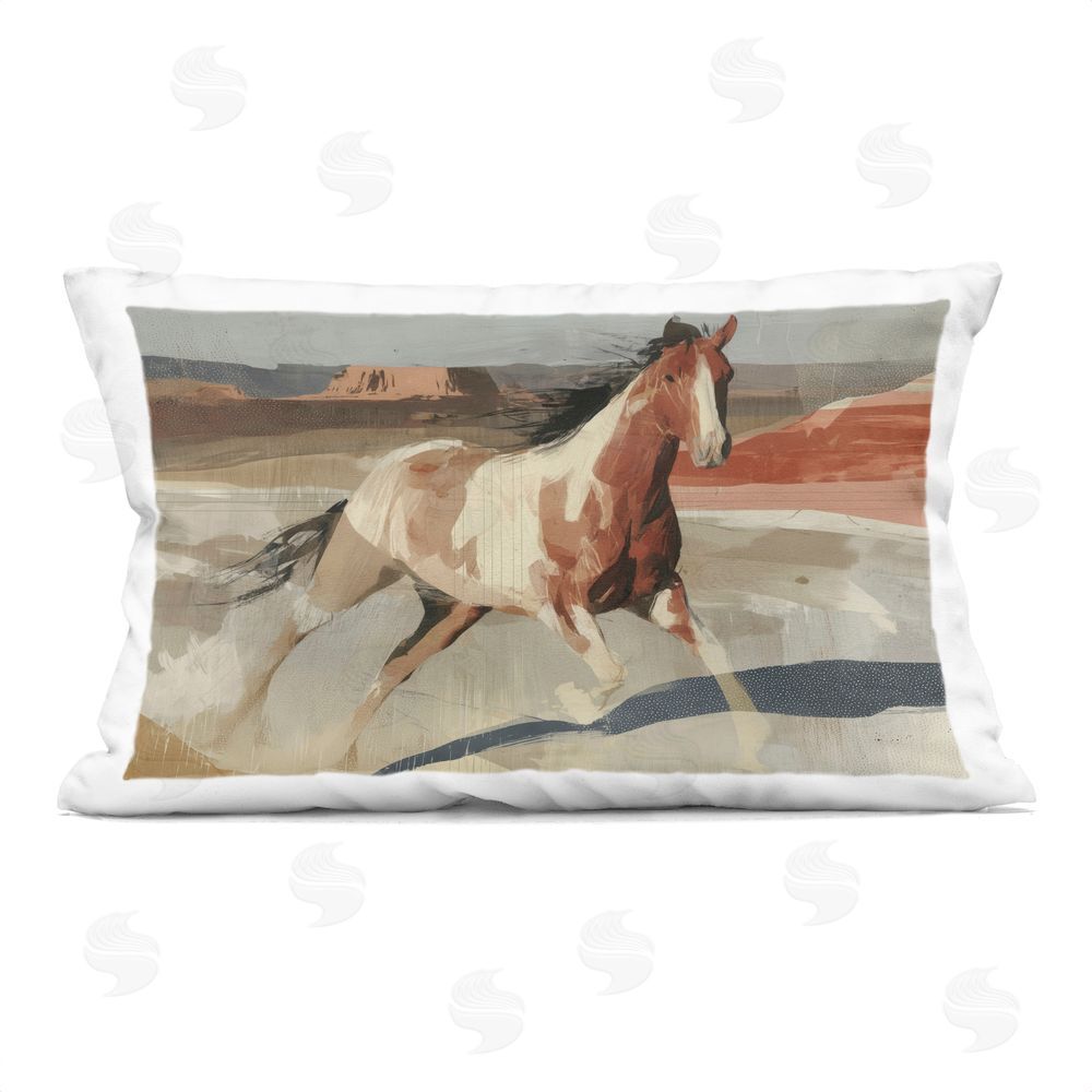 Chromatic Storm Studio Wild Horse Across Plains Printed Lumbar Throw Pillow