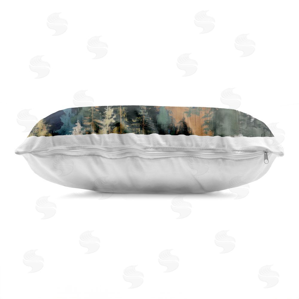 Chromatic Storm Studio Rugged Mountain Peaks Printed Lumbar Throw Pillow Side View with Zipper Detail