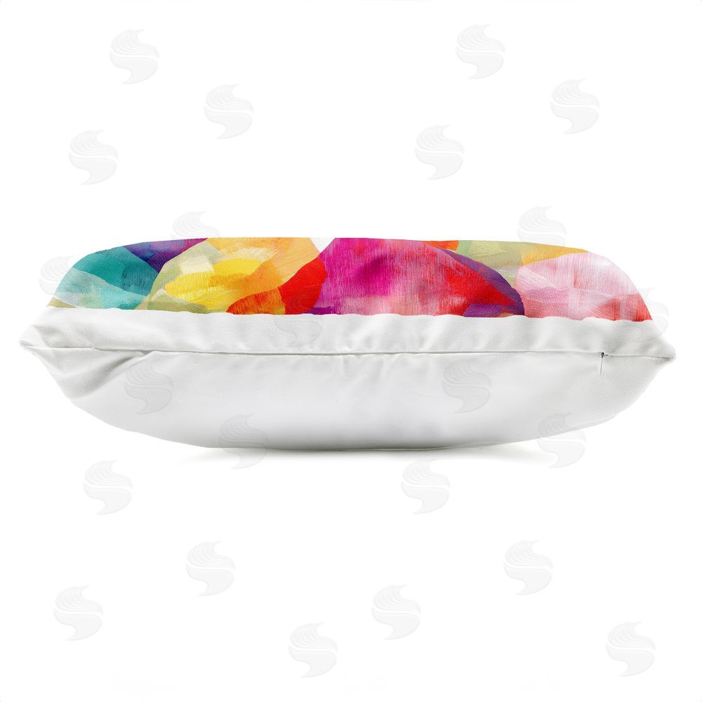 Chromatic Storm Studio Vivid Stones By The Shore Outdoor Printed Lumbar Throw Pillow Side View with Zipper Detail