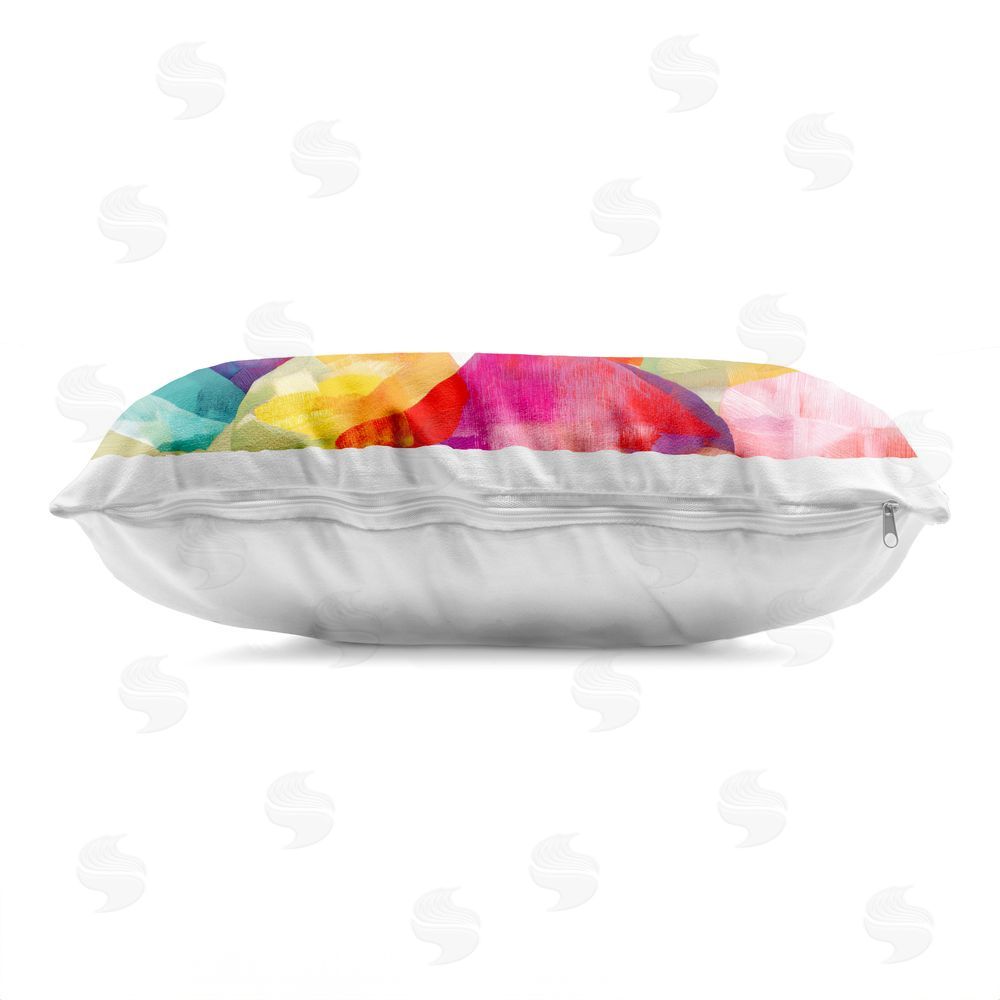 Chromatic Storm Studio Vivid Stones By The Shore Printed Lumbar Throw Pillow Side View with Zipper Detail