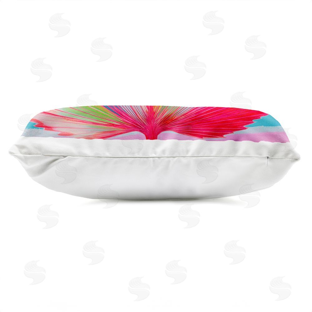 Chromatic Storm Studio Palm Fan In Spectrum Outdoor Printed Lumbar Throw Pillow Side View with Zipper Detail