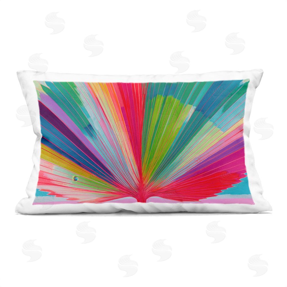 Chromatic Storm Studio Palm Fan In Spectrum Printed Lumbar Throw Pillow