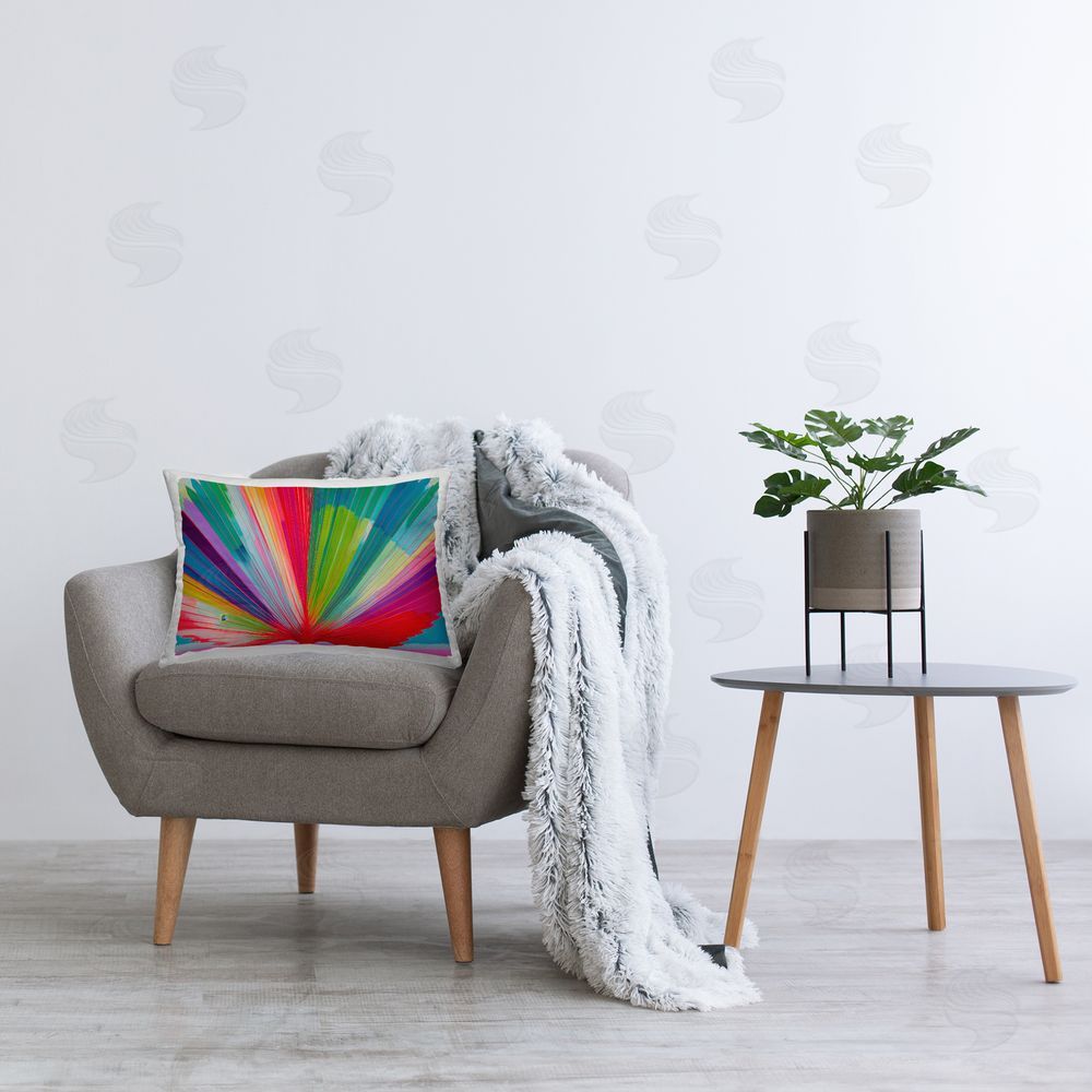 Chromatic Storm Studio Palm Fan In Spectrum Printed Lumbar Throw Pillow on Seat