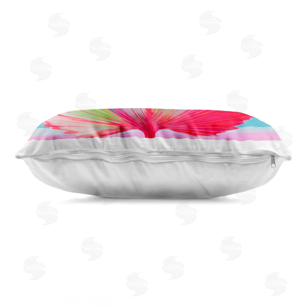 Chromatic Storm Studio Palm Fan In Spectrum Printed Lumbar Throw Pillow Side View with Zipper Detail