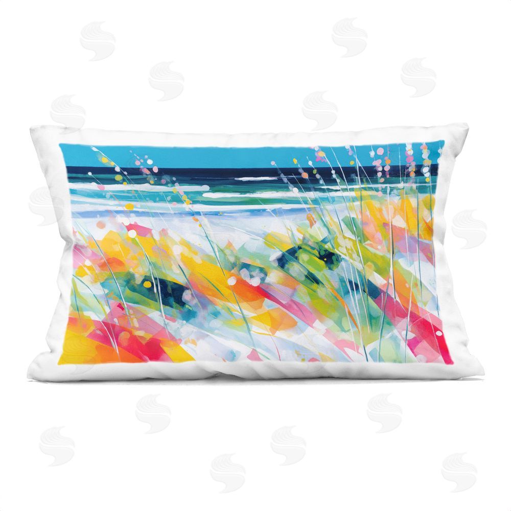 Chromatic Storm Studio Sea Oats & Ocean Breeze Abstract Printed Lumbar Throw Pillow