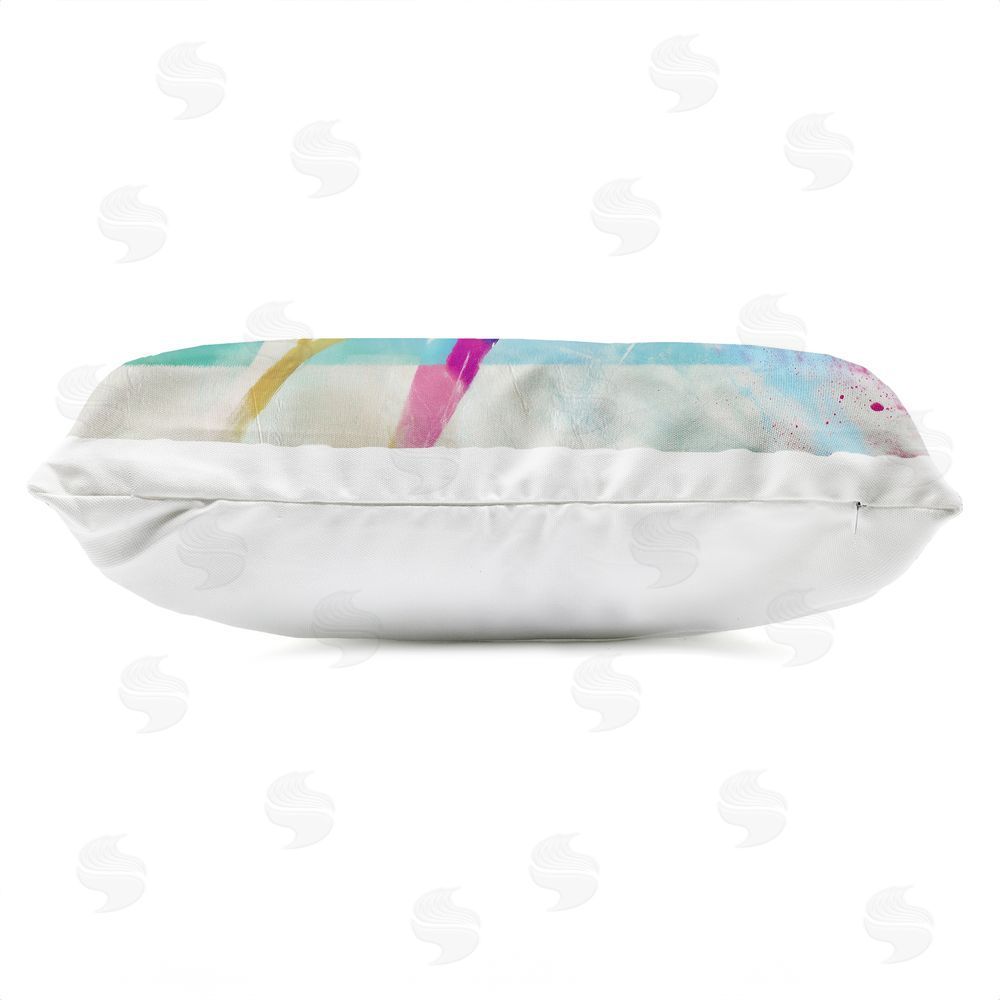 Chromatic Storm Studio Abstract Horse In Stripes Outdoor Printed Lumbar Throw Pillow Side View with Zipper Detail