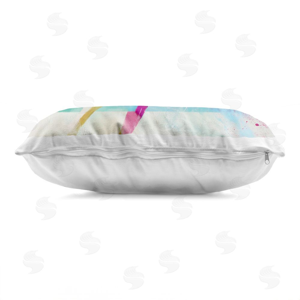 Chromatic Storm Studio Abstract Horse In Stripes Printed Lumbar Throw Pillow Side View with Zipper Detail