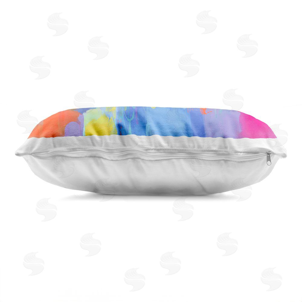 Chromatic Storm Studio Bay Bridge Aglow at Sunrise Printed Lumbar Throw Pillow Side View with Zipper Detail