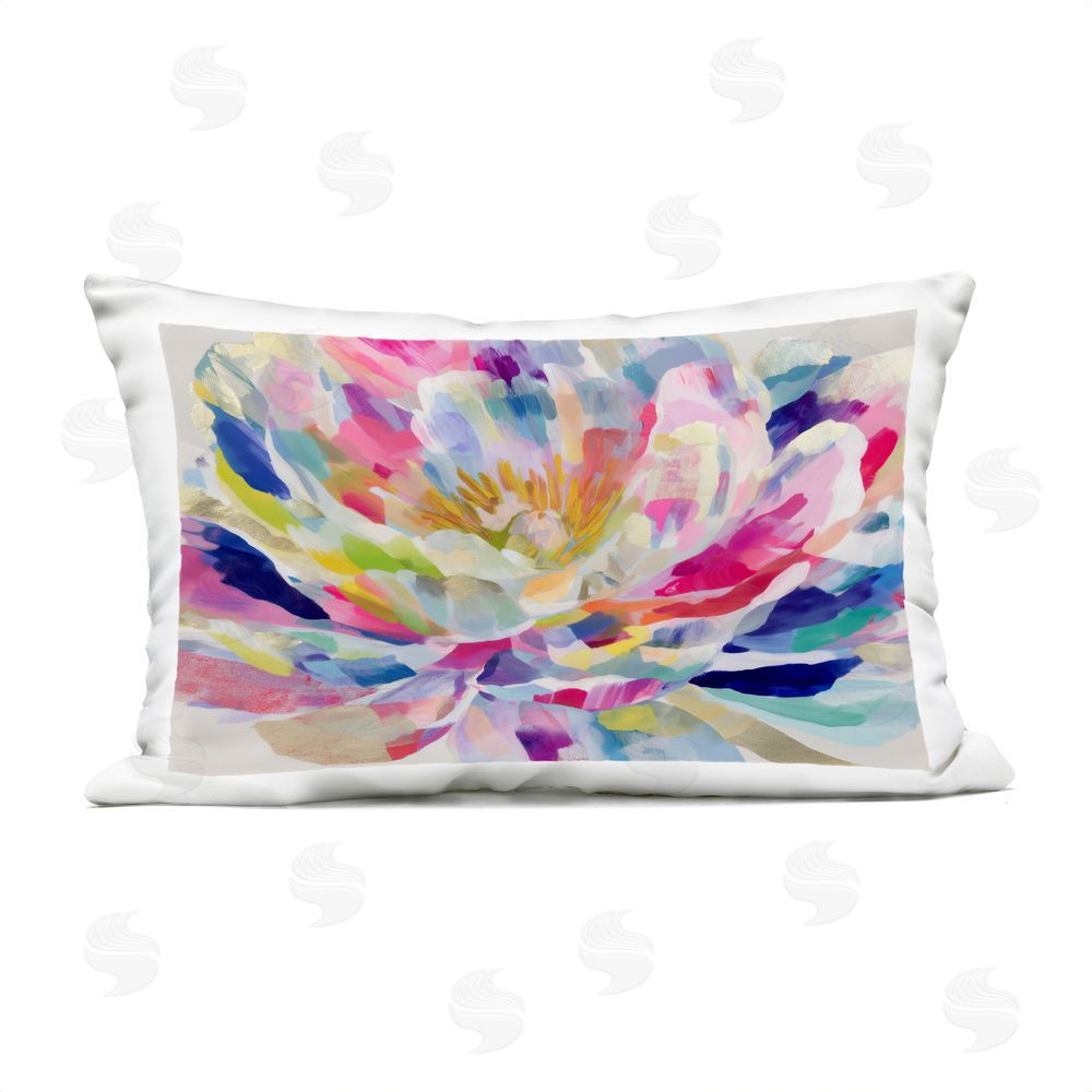 Chromatic Storm Studio Dahlia in Pink & Blue Outdoor Printed Lumbar Throw Pillow