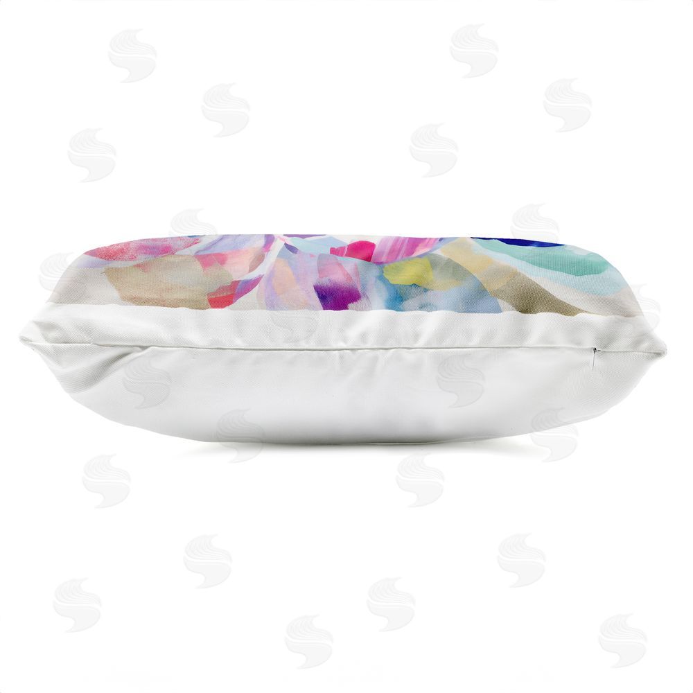 Chromatic Storm Studio Dahlia in Pink & Blue Outdoor Printed Lumbar Throw Pillow Side View with Zipper Detail