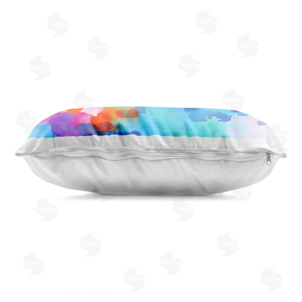 Chromatic Storm Studio Coastal Pools Overlay Abstraction Printed Lumbar Throw Pillow Side View with Zipper Detail
