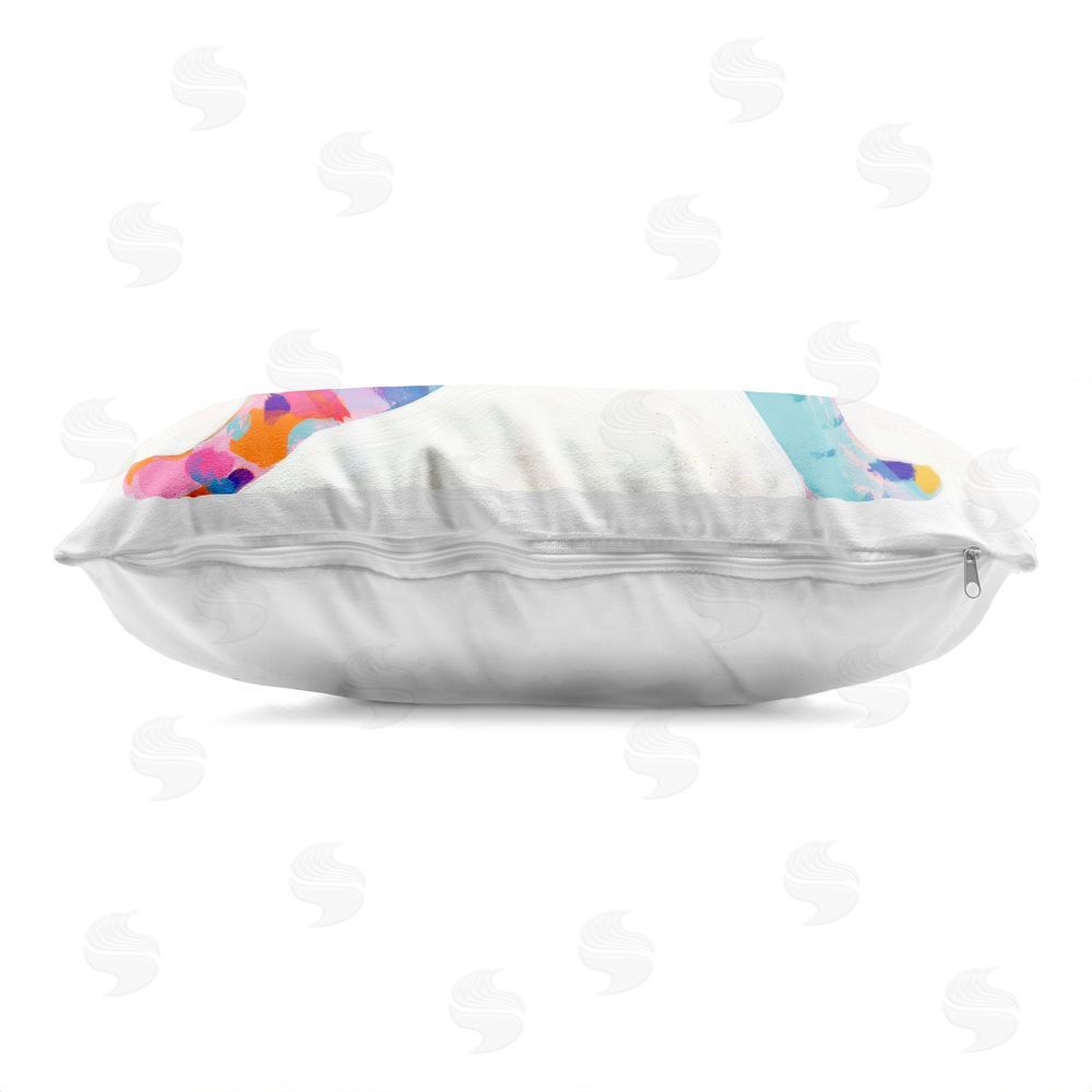 Chromatic Storm Studio Vibrant Hued Cheetah In Motion Printed Lumbar Throw Pillow Side View with Zipper Detail