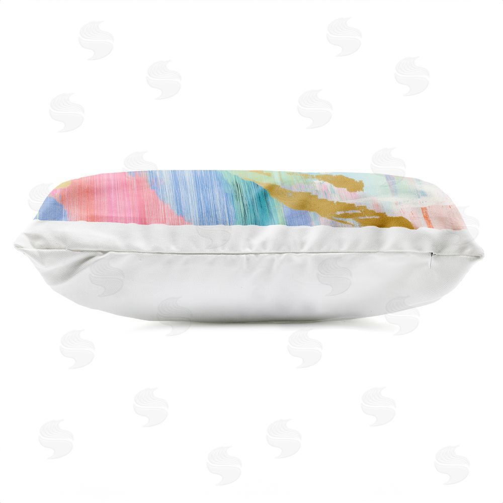 Chromatic Storm Studio Hawaii Coastline Abstraction Outdoor Printed Lumbar Throw Pillow Side View with Zipper Detail