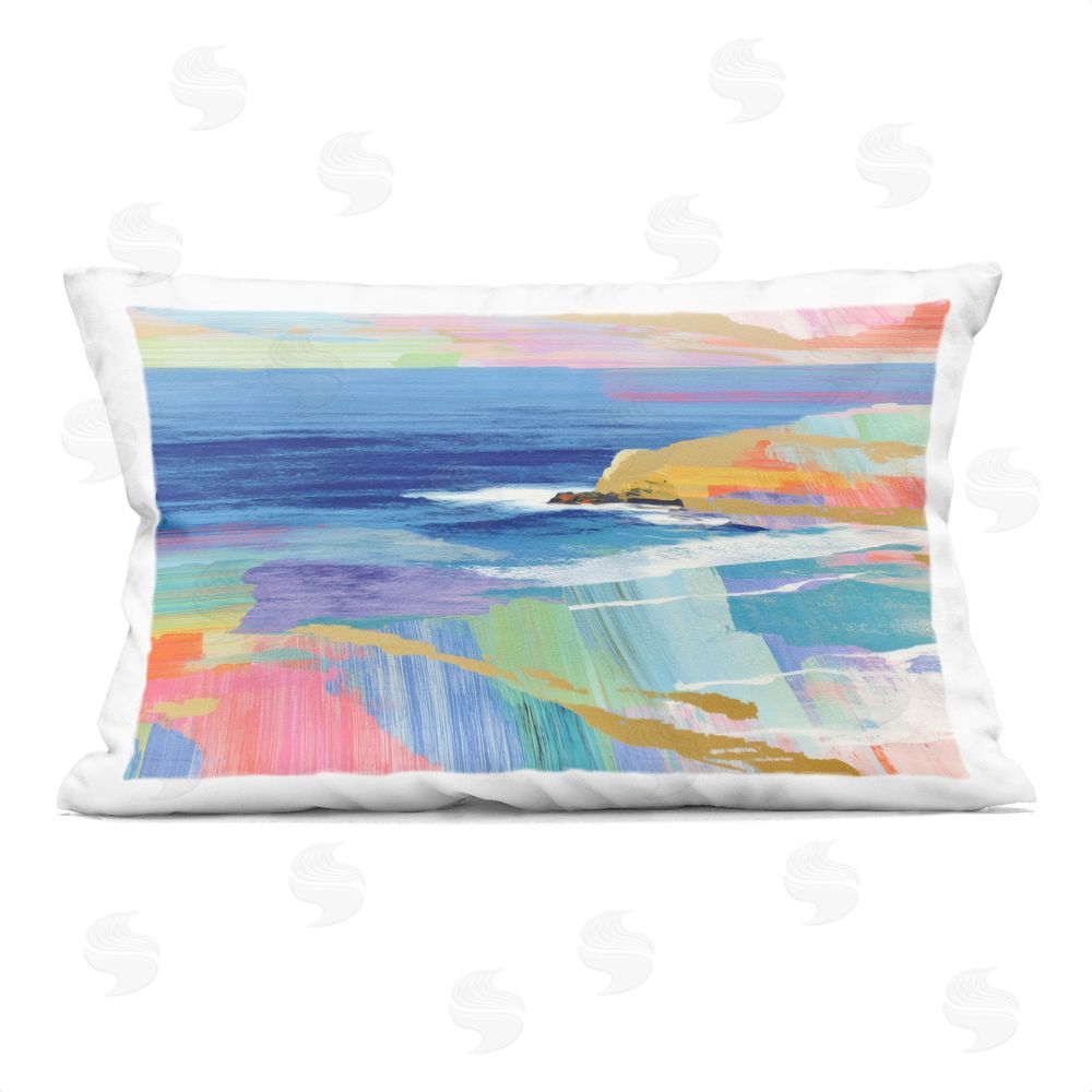 Chromatic Storm Studio Hawaii Coastline Abstraction Printed Lumbar Throw Pillow