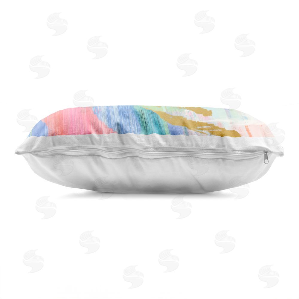 Chromatic Storm Studio Hawaii Coastline Abstraction Printed Lumbar Throw Pillow Side View with Zipper Detail