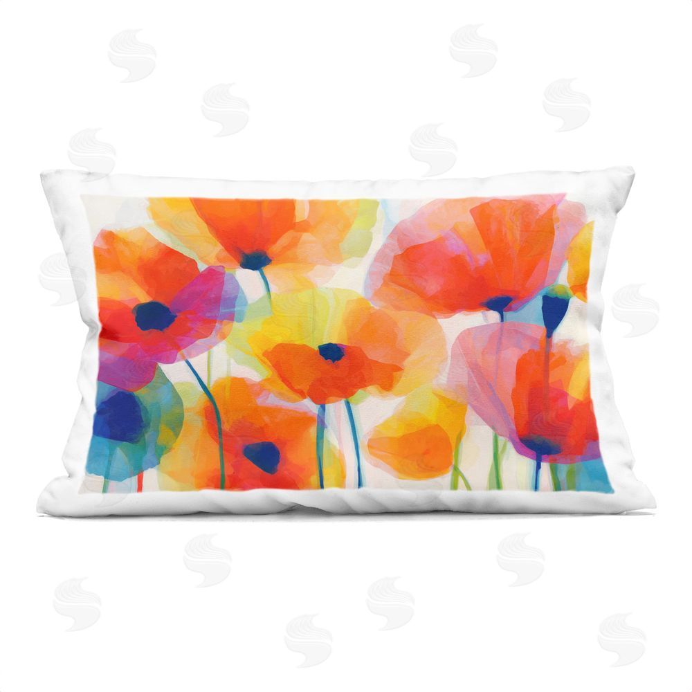 Chromatic Storm Studio Poppies At Golden Hour Printed Lumbar Throw Pillow