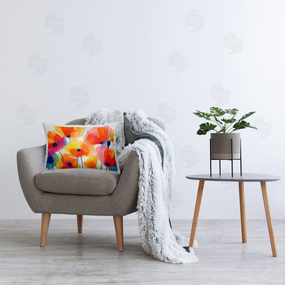 Chromatic Storm Studio Poppies At Golden Hour Printed Lumbar Throw Pillow on Seat