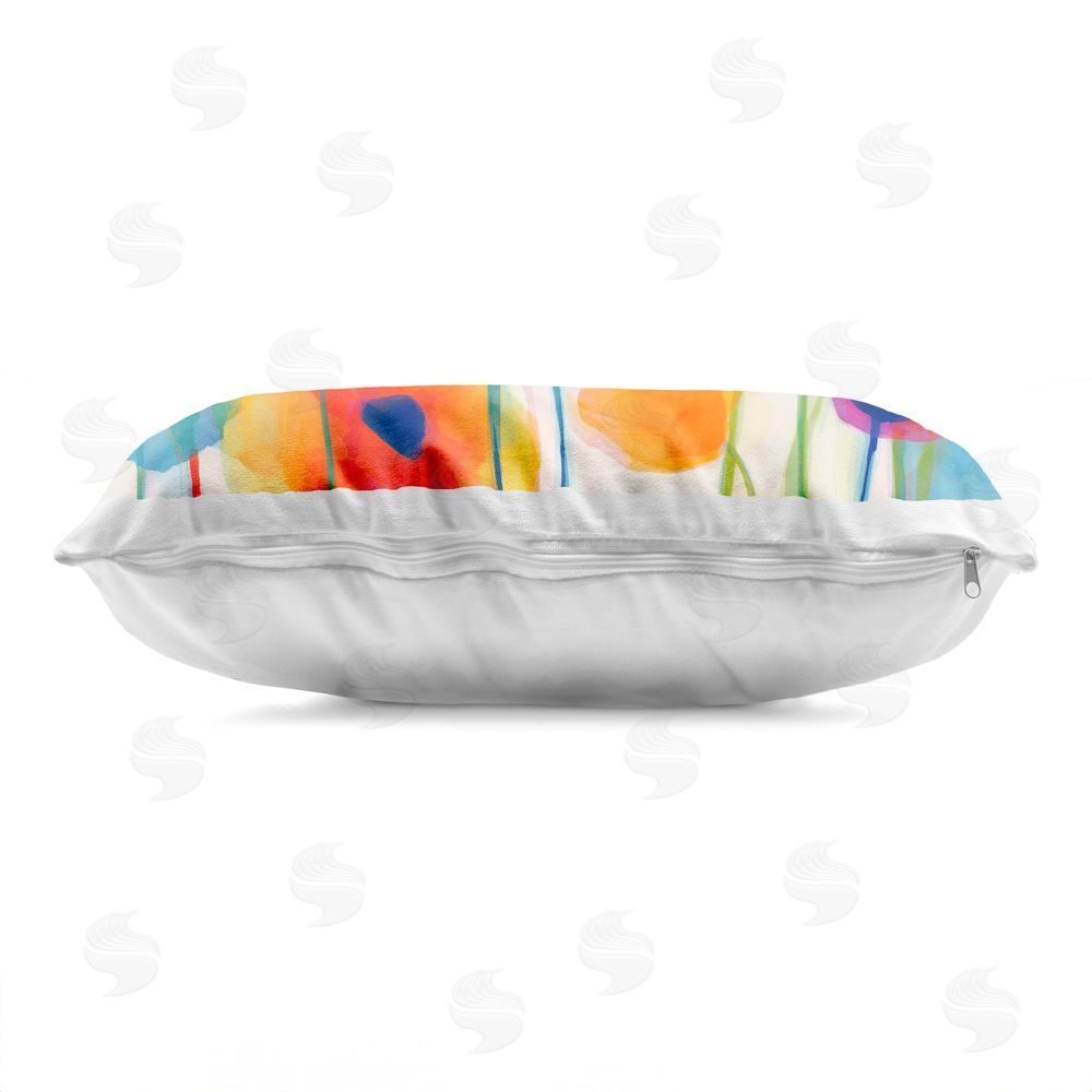 Chromatic Storm Studio Poppies At Golden Hour Printed Lumbar Throw Pillow Side View with Zipper Detail