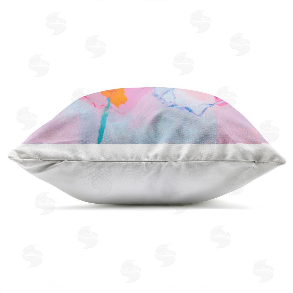 Chromatic Storm Studio The Open Petal Expression Outdoor Square Printed Throw Pillow Side View with Zipper Detail
