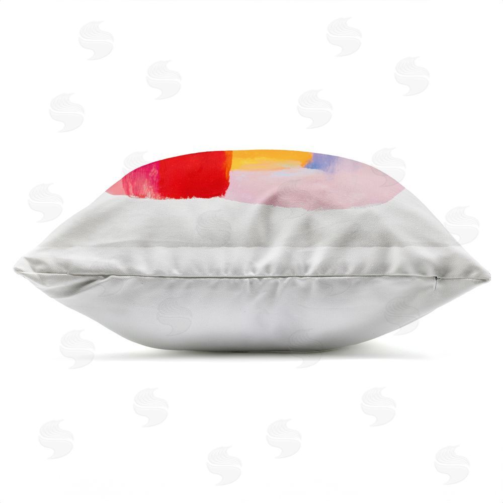 Chromatic Storm Studio Cubist Gaze in Vivids Outdoor Square Printed Throw Pillow Side View with Zipper Detail