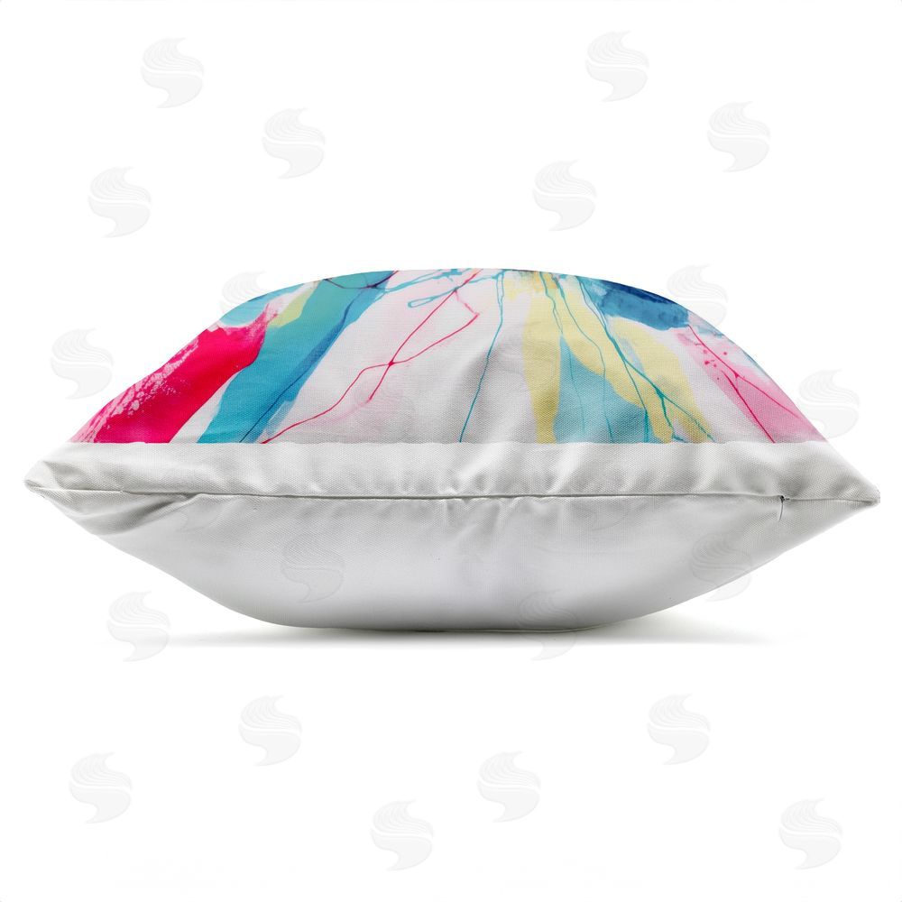 Chromatic Storm Studio Expressive Parrot in Bloom Outdoor Square Printed Throw Pillow Side View with Zipper Detail