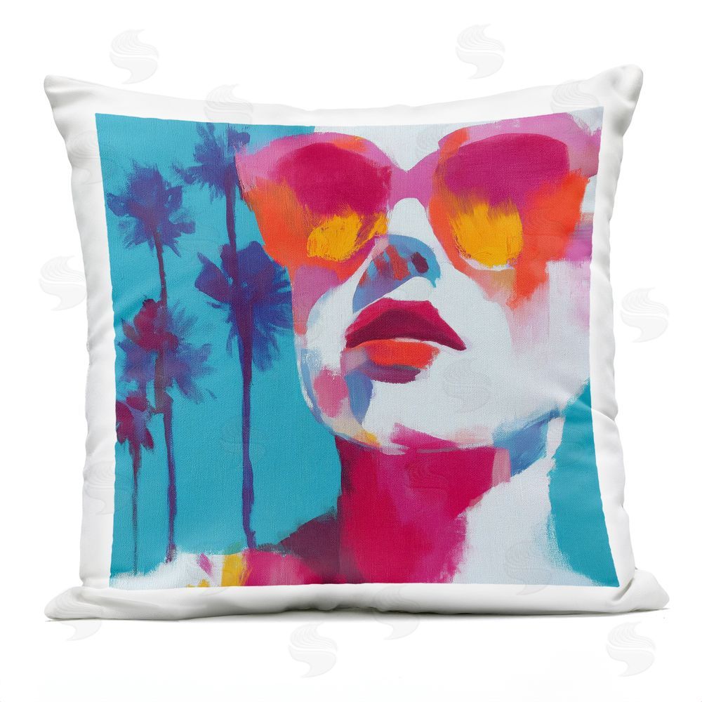 Chromatic Storm Studio Expressive Palm Tree Gaze Outdoor Square Printed Throw Pillow